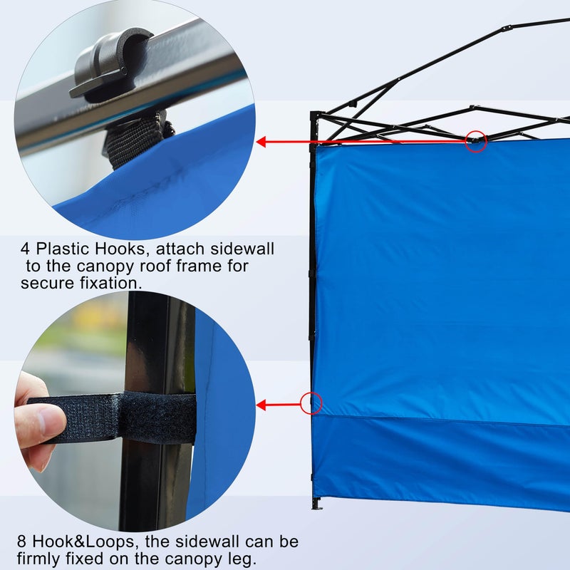 NINAT Canopy Sunwall Sidewall Gazebos Tent Waterproof for 10x10ft Pop up Straight Leg Gazebos Outdoor Instant Canopies 1 Pcs Blue Only - Image 3